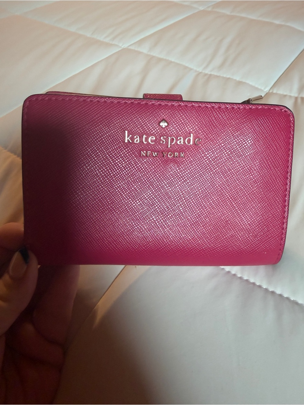 kate spade Pink Saffiano Leather Zip Wallet